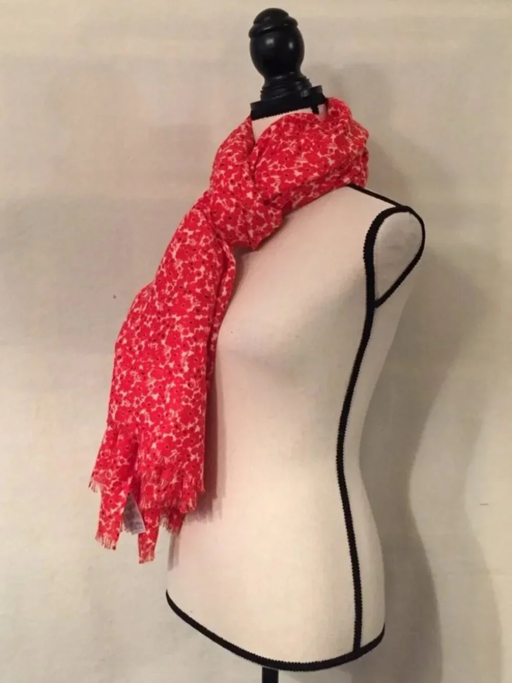 Old Navy red & white floral poppy oversized oblong scarf